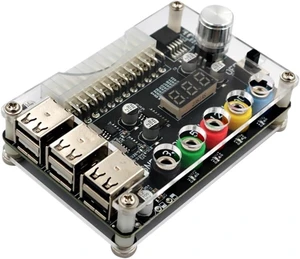 24Pin ATX Power Supply Breakout Board Adjustable Voltage Knob Power Transfer Board 6 Ports
