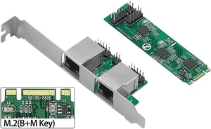 Card M.2 to 2 Ports RJ45 2.5G Gigabit Ethernet Adapter NIC 2500mbps B/M Key M2 22 * 80mm Card M.2 to 2 Ports RJ45 2.5G Gigabit Ethernet Adapter NIC 2500mbps B/M Key M2 22 * 80mm