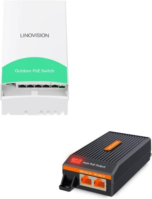 LINOVISION 10G BT90W PoE++ Injector and Outdoor 5 Port PoE Extender LINOVISION 10G BT90W PoE++ Injector and Outdoor 5 Port PoE Extender
