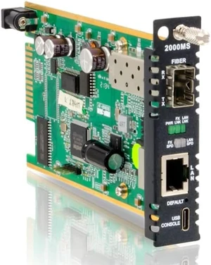 FRM220-2000MS-CH01, 100/1000Base-T to 100/1000Base-X SFP Managed GbE Converter with Chassis and AC Power Adapter FRM220-2000MS-CH01, 100/1000Base-T to 100/1000Base-X SFP Managed GbE Converter with Chassis and AC Power Adapter