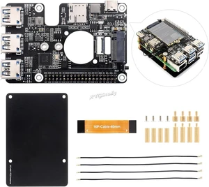 PCIe to M.2 4G/5G and USB 3.2 HAT+ for Raspberry Pi 5, Compatible with SIMCom/Quectel 4G/5G Modules, Includes 5G-4IN1-PCB Antenna, High-speed Networking PCIe to M.2 4G/5G and USB 3.2 HAT+ for Raspberry Pi 5, Compatible with SIMCom/Quectel 4G/5G Modules, Includes 5G-4IN1-PCB Antenna, High-speed Networking