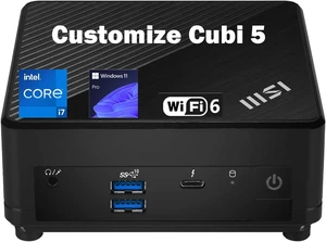 PCONLINE Customized Desktop, Made with MSI Cubi 5 Business Compact Desktop, Intel Core i7-1255U, Support 4K, 16GB / 64GB RAM, 512GB / 1TB / 2TB SSD, DP, Wi-Fi 6, HDMI, Win 11 Pro