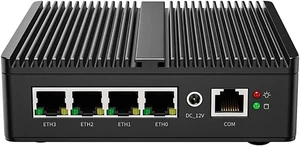 Fanless Mini PC Quad Core Celeron N5105 Up to 2.9GHz 8GB DDR4 RAM 128GB SSD UHD Graphics Support 4K 4xUSB HD/DP 4xGigabit LAN Firewall Computer