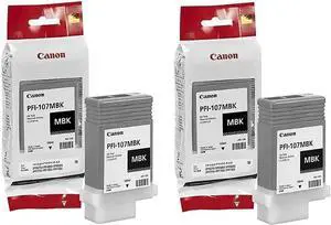Canon PFI-107MBK Ink Cartridge Matte Black - 2 Packs in Retail Packing Canon PFI-107MBK Ink Cartridge Matte Black - 2 Packs in Retail Packing