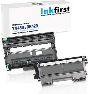2PK-1 Inkfirst DR420 DR-420 Drum Unit + 1 TN450 TN-450 High Yield Toner Cartridge (1 Toner + 1 Drum) Compatible Replacement for Brother HL-2220 HL-2230 HL-2240 HL-2240D HL2270DW HL-2280DW DCP-7060D 2PK-1 Inkfirst DR420 DR-420 Drum Unit + 1 TN450 TN-450 High Yield Toner Cartridge (1 Toner + 1 Drum) Compatible Replacement for Brother HL-2220 HL-2230 HL-2240 HL-2240D HL2270DW HL-2280DW DCP-7060D