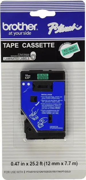 Brother Intl 1/2INCH BLK ON Green P-Touch (TC8001) Brother Intl 1/2INCH BLK ON Green P-Touch (TC8001)
