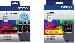 Brother Genuine LC401XL 3PK High Yield 3-Pack Color -Ink -Cartridges Includes 1- -Cartridge Each of Cyan, Magenta and Yellow -Ink. & Genuine LC401Y Standard-Yield Yellow Ink Cartridge Brother Genuine LC401XL 3PK High Yield 3-Pack Color -Ink -Cartridges Includes 1- -Cartridge Each of Cyan, Magenta and Yellow -Ink. & Genuine LC401Y Standard-Yield Yellow Ink Cartridge