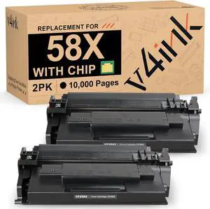 v4ink 58X CF258X High Yield Toner Cartridge Black (with Chip) Compatible Replacement for HP 58X 58A CF258X Toner for HP Pro M404dn M404n M404dw MFP M428fdw M428fdn M428dw M406dn M430f Printer, 2 Pack v4ink 58X CF258X High Yield Toner Cartridge Black (with Chip) Compatible Replacement for HP 58X 58A CF258X Toner for HP Pro M404dn M404n M404dw MFP M428fdw M428fdn M428dw M406dn M430f Printer, 2 Pack