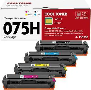 075H 075 Toner Cartridge Set MF665CDW LBP646Cdw MF662CDW Compatible Replacement for Canon Color ImageCLASS MF663Cdw LBP647Cdw MF660c LBP640c Printer 4 Pack High Yield Ink (Black Cyan Yellow Magenta) 075H 075 Toner Cartridge Set MF665CDW LBP646Cdw MF662CDW Compatible Replacement for Canon Color ImageCLASS MF663Cdw LBP647Cdw MF660c LBP640c Printer 4 Pack High Yield Ink (Black Cyan Yellow Magenta)