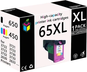 65XL High Yield Ink Cartridge Replacement for HP 65 65XL Ink Cartridge for HP OfficeJet Pro 2620 2621 2622 2623 2624 2625 2628 2630 2630 2633 2634 2652 2655 3720 3721 Printers,Color *1 65XL High Yield Ink Cartridge Replacement for HP 65 65XL Ink Cartridge for HP OfficeJet Pro 2620 2621 2622 2623 2624 2625 2628 2630 2630 2633 2634 2652 2655 3720 3721 Printers,Color *1