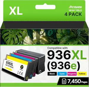 Compatible 936XL Ink Cartridges 4-Pack for HP OfficeJet Pro 9125e, 9120e, 9135e, 9730e, 9130e, 9720e, 9122e Printers (Black, Cyan, Magenta, Yellow) Compatible 936XL Ink Cartridges 4-Pack for HP OfficeJet Pro 9125e, 9120e, 9135e, 9730e, 9130e, 9720e, 9122e Printers (Black, Cyan, Magenta, Yellow)