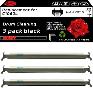 C1060L Drum Cleaning Blade Compatible for Konica Minolta Press C1060 C1060L C1070 C1070P Printers, with Chip, High Yield 8000 Pages, Clear Printing (3 Pack Black) C1060L Drum Cleaning Blade Compatible for Konica Minolta Press C1060 C1060L C1070 C1070P Printers, with Chip, High Yield 8000 Pages, Clear Printing (3 Pack Black)