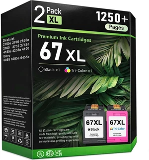 67XL Ink Cartridges 2-Pack Compatible Combo Pack Replacement for HP 67 XL Ink Cartridges for Desk Jet 2827e 4227e 2755e 2855e 2800 4155e 2755 2852e Envy 6055e 6000 6455e Printer 67XL Ink Cartridges 2-Pack Compatible Combo Pack Replacement for HP 67 XL Ink Cartridges for Desk Jet 2827e 4227e 2755e 2855e 2800 4155e 2755 2852e Envy 6055e 6000 6455e Printer