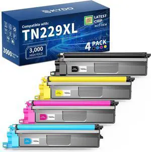 Skydo TN229XL TN229 Toner Cartridges Replacement for Brother, 4 Pack Skydo TN229XL TN229 Toner Cartridges Replacement for Brother, 4 Pack