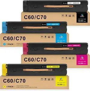 LeciRoba Compatible C60 C70 High Yield Toner Cartridge Replacement for Xerox 006R01655 006R01656 006R01657 006R01658 for Xerox Color C60 C70 Printer (4-Pack, Black Cyan Magenta Yellow) LeciRoba Compatible C60 C70 High Yield Toner Cartridge Replacement for Xerox 006R01655 006R01656 006R01657 006R01658 for Xerox Color C60 C70 Printer (4-Pack, Black Cyan Magenta Yellow)