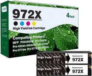 972X Black Ink Cartridges Replacement for HP 972X 972 972A Black Ink for HP Pagewide Pro 477dw 577dw 552dw 577z 477dn 352dw 377dw 452dn 452dw Managed P55250dw P57750dw Printer 972X Black Ink Cartridges Replacement for HP 972X 972 972A Black Ink for HP Pagewide Pro 477dw 577dw 552dw 577z 477dn 352dw 377dw 452dn 452dw Managed P55250dw P57750dw Printer