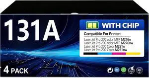 131A Toner Cartridges 4-Pack Compatible HP 131A CF210A CF211A CF212A CF213A Toner Cartridges Replacement for Laser Jet Pro 200 color MFP M276n M276nw Pro 200 M251n M251nw (BK/C/M/Y)) | CF210AQ1 131A Toner Cartridges 4-Pack Compatible HP 131A CF210A CF211A CF212A CF213A Toner Cartridges Replacement for Laser Jet Pro 200 color MFP M276n M276nw Pro 200 M251n M251nw (BK/C/M/Y)) | CF210AQ1