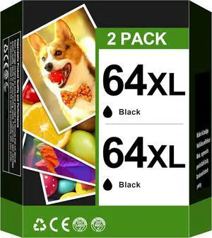 64XL Ink Cartridge for HP 64XL Black Ink Encre for HP 64 XL HP64XL Combo Pack for HP64 XL Ink with Envy Photo 7155 7855 6255 7800 6230 6220 6230 6258 7120 7158 Tango X Terra Printer (2 Black) 64XL Ink Cartridge for HP 64XL Black Ink Encre for HP 64 XL HP64XL Combo Pack for HP64 XL Ink with Envy Photo 7155 7855 6255 7800 6230 6220 6230 6258 7120 7158 Tango X Terra Printer (2 Black)