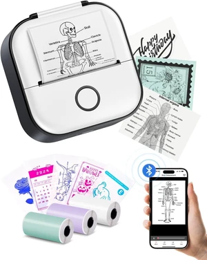 Memoking Sticker Printer - Print Pods Mini Printer T02 Portable Thermal Inkless Sticker Maker Pocket Photo Printer Instant Print for Study Graphics, Anatomical Diagrams, Journal, DIY, Kids Gift, Black Memoking Sticker Printer - Print Pods Mini Printer T02 Portable Thermal Inkless Sticker Maker Pocket Photo Printer Instant Print for Study Graphics, Anatomical Diagrams, Journal, DIY, Kids Gift, Black