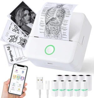 Print Pods Mini Printer, Thermal Inkless Sticker Maker with 10 Rolls Printing Paper, Pocket Printpod for phone, Impresora Portátil for Notes, Flashcards, Journal, DIY, Compatible with iOS & Android Print Pods Mini Printer, Thermal Inkless Sticker Maker with 10 Rolls Printing Paper, Pocket Printpod for phone, Impresora Portátil for Notes, Flashcards, Journal, DIY, Compatible with iOS & Android