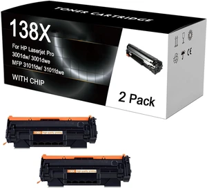 138X W1380X Black Toner Cartridges Compatible Replacement for HP Laserjet Pro 3001dw 3001dwe MFP 3101fdw 3101fdwe Printers, High Yield Black Ink Cartridge 4000 Pages,Black-2 Pack 138X W1380X Black Toner Cartridges Compatible Replacement for HP Laserjet Pro 3001dw 3001dwe MFP 3101fdw 3101fdwe Printers, High Yield Black Ink Cartridge 4000 Pages,Black-2 Pack