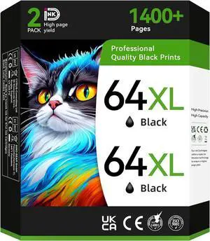 InKID Printer Ink 64 Compatible for HP 64XL Black Ink Cartridge Work for Envy Photo 7800 7858 7855 7100 7120 7155 7158 7164 6255 6252 Inspire 7955e Tango Series Printer(2 Pack) InKID Printer Ink 64 Compatible for HP 64XL Black Ink Cartridge Work for Envy Photo 7800 7858 7855 7100 7120 7155 7158 7164 6255 6252 Inspire 7955e Tango Series Printer(2 Pack)
