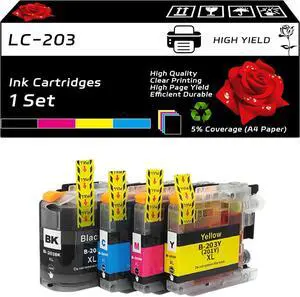 LC-203 Ink Cartridges Compatible with Brother MFC-J5520DW MFC-J5620DW MFC-J5720DW MFC-J680DW MFC-J880DW MFC-J885DW Printers, High Yield 1550 Pages, Vibrant Colors (1 Set) LC-203 Ink Cartridges Compatible with Brother MFC-J5520DW MFC-J5620DW MFC-J5720DW MFC-J680DW MFC-J880DW MFC-J885DW Printers, High Yield 1550 Pages, Vibrant Colors (1 Set)