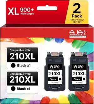ejet Remanufactured 210XL Black Ink Cartridge Replacement for Canon 210XL Black Ink Cartridge 210XL MP280 Ink Cartridges for Canon IP2702 MP230 MP250 MP480 MP490 MP495 MX410 MX340 Printer (2 Black) ejet Remanufactured 210XL Black Ink Cartridge Replacement for Canon 210XL Black Ink Cartridge 210XL MP280 Ink Cartridges for Canon IP2702 MP230 MP250 MP480 MP490 MP495 MX410 MX340 Printer (2 Black)