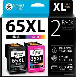Smart Ink Remanufactured Ink Cartridges Replacement for HP 65 XL HP 65XL (Black & Color 2 Combo Pack) for DeskJet 3755 2600 2625 2652 2655 3700 3720 3752 3772 Envy 5000 5010 5052 5055 Printer Series Smart Ink Remanufactured Ink Cartridges Replacement for HP 65 XL HP 65XL (Black & Color 2 Combo Pack) for DeskJet 3755 2600 2625 2652 2655 3700 3720 3752 3772 Envy 5000 5010 5052 5055 Printer Series