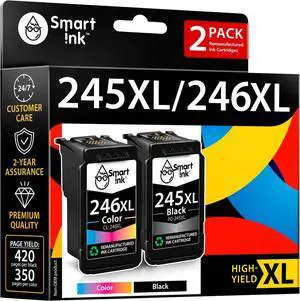 Smart Ink Remanufactured Ink Cartridge Replacement for Canon PG-245 XL CL-246 XL PG-243 CL-244 245XL 246XL (BK & Color Combo Pack) to use with Pixma MG2520 MG2522 MG2525 MG2920 MG3020 TS202 TS3120 Smart Ink Remanufactured Ink Cartridge Replacement for Canon PG-245 XL CL-246 XL PG-243 CL-244 245XL 246XL (BK & Color Combo Pack) to use with Pixma MG2520 MG2522 MG2525 MG2920 MG3020 TS202 TS3120