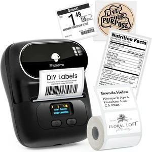 Phomemo Label Maker, Label Printer Thermal, M110 Bluetooth Portable Sticker Printer, Print Width 20mm-50mm, Versatile App with 600+ Fonts & 700 Templates, for Small Business & Home, Black (100 Labels) Phomemo Label Maker, Label Printer Thermal, M110 Bluetooth Portable Sticker Printer, Print Width 20mm-50mm, Versatile App with 600+ Fonts & 700 Templates, for Small Business & Home, Black (100 Labels)
