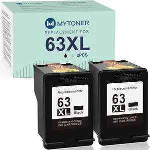 MYTONER Remanufactured Ink Cartridge 63 Black Replacement for HP 63XL 63 XL for HP OfficeJet 3830 5255 5258 Envy 4520 4512 4513 4516 DeskJet 1112 1110 3630 3632 3634 2130 2132 Printer (2 Black) MYTONER Remanufactured Ink Cartridge 63 Black Replacement for HP 63XL 63 XL for HP OfficeJet 3830 5255 5258 Envy 4520 4512 4513 4516 DeskJet 1112 1110 3630 3632 3634 2130 2132 Printer (2 Black)