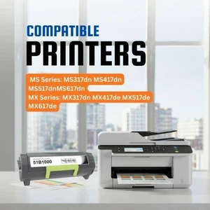 Best Compatible 51B1000 Toner Cartridge for use in Lexmark MS317/MS417/MS517/MS617/MX317/MX417/MX517/MX617 Best Compatible 51B1000 Toner Cartridge for use in Lexmark MS317/MS417/MS517/MS617/MX317/MX417/MX517/MX617
