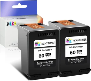 60XL Black Ink Cartridges Replacement for HP 60 XL CC641WA High Yield use with PhotoSmart C4780 C4680 C4795 C4640 D110 D110a Deskjet F4480 F4440 F2430 F4280 Envy 110 120 111 114,2 Pack 60XL Black Ink Cartridges Replacement for HP 60 XL CC641WA High Yield use with PhotoSmart C4780 C4680 C4795 C4640 D110 D110a Deskjet F4480 F4440 F2430 F4280 Envy 110 120 111 114,2 Pack