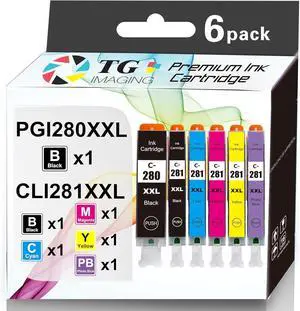 (6 Pack, 280/281) TG Imaging | PGBK+K+C+Y+M+PB| Compatible PGI280 PGI280/CLI281 Ink Cartridges |1 Set| PGI280XLBK Work for PIXMA TS6120 TR7520 TS8120 TR8520 Printer (6 Pack, 280/281) TG Imaging | PGBK+K+C+Y+M+PB| Compatible PGI280 PGI280/CLI281 Ink Cartridges |1 Set| PGI280XLBK Work for PIXMA TS6120 TR7520 TS8120 TR8520 Printer