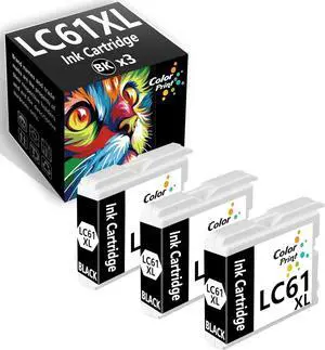 Color Print Compatible LC61 Ink Cartridge Black Replacement for Brother LC61BK LC61XL LC65 for DCP-165C DCP-375CW MFC-290C MFC-490CW MFC-5490CN MFC-6490CW MFC-795CW FC-J415W MFC-J615W Printer (3-Pack) Color Print Compatible LC61 Ink Cartridge Black Replacement for Brother LC61BK LC61XL LC65 for DCP-165C DCP-375CW MFC-290C MFC-490CW MFC-5490CN MFC-6490CW MFC-795CW FC-J415W MFC-J615W Printer (3-Pack)