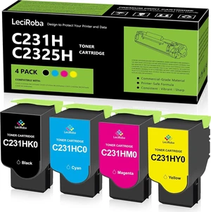 LeciRoba C231HK0 C231HC0 C231HM0 C231HY0 Toner Compatible Cartridge for Lexmark C2325 C2325dw MC2325adw C2535 C2535dw MC2535adwe C2425 C2425dw MC2425adw C2640 MC2640adwe Printer (4-Pack) LeciRoba C231HK0 C231HC0 C231HM0 C231HY0 Toner Compatible Cartridge for Lexmark C2325 C2325dw MC2325adw C2535 C2535dw MC2535adwe C2425 C2425dw MC2425adw C2640 MC2640adwe Printer (4-Pack)