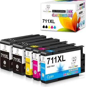 Miss Deer 711XL Ink Cartridges Combo Pack Replacement for 711 711XL Ink Cartridges,Work with DesignJet T120 T525 T520 T130 T125 T100 Printer (5 Packs) Miss Deer 711XL Ink Cartridges Combo Pack Replacement for 711 711XL Ink Cartridges,Work with DesignJet T120 T525 T520 T130 T125 T100 Printer (5 Packs)