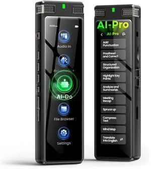 136GB AI Voice Recorder, Digital Voice Recorder with Playback, Offline Transcribe and Online Summarize/Mindmap/Translation Base on AI Technology, Voice Activated Audio Recorder (Black) 136GB AI Voice Recorder, Digital Voice Recorder with Playback, Offline Transcribe and Online Summarize/Mindmap/Translation Base on AI Technology, Voice Activated Audio Recorder (Black)