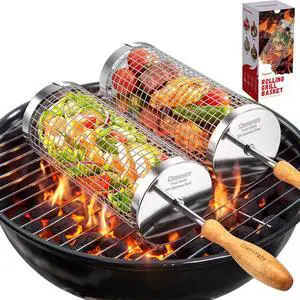 Rolling Grill Baskets,Fathers Day Gifts for Dad Husband,Removable Wooden Handle,304 Stainless Steel,Grilling Accessories for Veggies,Smoker BBQ Tools,Grilling Gifts for Men Birthday Anniversary2 Pack Rolling Grill Baskets,Fathers Day Gifts for Dad Husband,Removable Wooden Handle,304 Stainless Steel,Grilling Accessories for Veggies,Smoker BBQ Tools,Grilling Gifts for Men Birthday Anniversary2 Pack