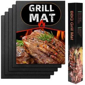 BBQ Grill Mats for Outdoor Grill Cooking (5 Pack) Reusable, Non Stick & Dishwasher Safe | High Heat Teflon Grilling Mat Liners for Barbecue | Pads for Gas, Charcoal & Electric BBQ Grill Mats for Outdoor Grill Cooking (5 Pack) Reusable, Non Stick & Dishwasher Safe | High Heat Teflon Grilling Mat Liners for Barbecue | Pads for Gas, Charcoal & Electric