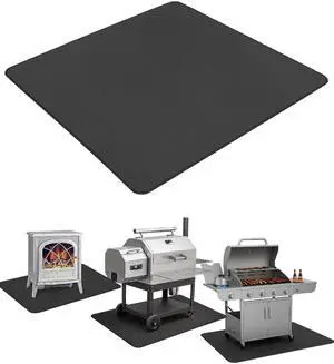 Under Grill Mats for Outdoor Grill, 48" x 40", Black Double-Sided, Fireproof, Reusable, Portable, 3 Layers, Waterproof & Easy to Clean, Grill Matt for Outdoor Grill Deck Protector Under Grill Mats for Outdoor Grill, 48" x 40", Black Double-Sided, Fireproof, Reusable, Portable, 3 Layers, Waterproof & Easy to Clean, Grill Matt for Outdoor Grill Deck Protector
