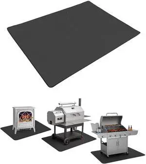 Under Grill Mats for Outdoor Grill, 60" x 36", Black Double-Sided, Fireproof, Reusable, Portable, 3 Layers, Waterproof & Easy to Clean, Grill Matt for Outdoor Grill Deck Protector Under Grill Mats for Outdoor Grill, 60" x 36", Black Double-Sided, Fireproof, Reusable, Portable, 3 Layers, Waterproof & Easy to Clean, Grill Matt for Outdoor Grill Deck Protector