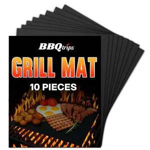 Grill Mats for Outdoor Grill (10 Pack) - Non Stick Reusable Grill Sheets & BBQ Accessories - Easy to Clean Cooking Liners for Gas, Charcoal, Electric - 15.75 x 13 Inch Grill Mats for Outdoor Grill (10 Pack) - Non Stick Reusable Grill Sheets & BBQ Accessories - Easy to Clean Cooking Liners for Gas, Charcoal, Electric - 15.75 x 13 Inch