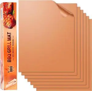 Copper Grill Mats for Outdoor GrillSet of 6), Nonstick & Easy to Clean BBQ Grilling Sheets, Reusable & Heavy Duty Mats Works on Outdoor Gas, Electric, Charcoal Grill Copper Grill Mats for Outdoor GrillSet of 6), Nonstick & Easy to Clean BBQ Grilling Sheets, Reusable & Heavy Duty Mats Works on Outdoor Gas, Electric, Charcoal Grill