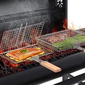 Fish Grill Basket Set, Removable Wooden Handle, 304 Stainless Steel, Nesting BBQ Tools, Smoker Grilling Accessories for Vegetable, Outdoor Cooking Camping, Birthday Gifts for Men Dad Husband Fish Grill Basket Set, Removable Wooden Handle, 304 Stainless Steel, Nesting BBQ Tools, Smoker Grilling Accessories for Vegetable, Outdoor Cooking Camping, Birthday Gifts for Men Dad Husband