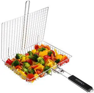 Portable Grill Basket, BBQ Grilling Basket for Outdoor Grill with Removable Handle, Stainless Steel Camping Cooking Grill Accessories for Chicken Fish Vegetable Portable Grill Basket, BBQ Grilling Basket for Outdoor Grill with Removable Handle, Stainless Steel Camping Cooking Grill Accessories for Chicken Fish Vegetable