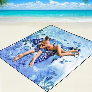 Beach Blanket Waterproof Sandproof Beach Mat 79" X 83"/10'x9'for 2-8 Adults Quick Drying Outdoor Picnic Mat Beach Accessories for Travel, Camping, Hiking Beach Blanket Waterproof Sandproof Beach Mat 79" X 83"/10'x9'for 2-8 Adults Quick Drying Outdoor Picnic Mat Beach Accessories for Travel, Camping, Hiking