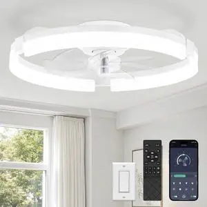 20" Ceiling Fans with Lights and Remote, Modern Low Profile Ceiling Fan, 3 CCT, Stepless Dimmable, Fandelier Flush Mount Fan Light, 6 Speeds, DC Motor, App & Remote Control for Bedroom(White) 20" Ceiling Fans with Lights and Remote, Modern Low Profile Ceiling Fan, 3 CCT, Stepless Dimmable, Fandelier Flush Mount Fan Light, 6 Speeds, DC Motor, App & Remote Control for Bedroom(White)