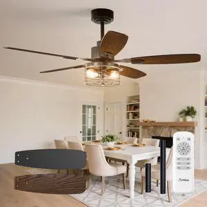52 inch Ceiling Fans with Lights, Caged Ceiling Fan with Light and Remote Control, Dimmable, 3CCT, Quiet, Black Farmhouse Ceiling fan For Living Room, Bedroom, Kitchen, Patio Indoor/Outdoor Use 52 inch Ceiling Fans with Lights, Caged Ceiling Fan with Light and Remote Control, Dimmable, 3CCT, Quiet, Black Farmhouse Ceiling fan For Living Room, Bedroom, Kitchen, Patio Indoor/Outdoor Use
